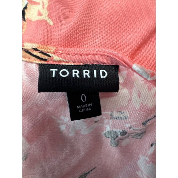 Torrid Mini Challis Shirred Short Sleeve Peach Floral Dress Size L - Picture 6 of 9